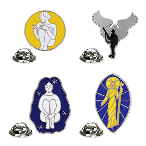 KESYOO Broche de Liga de 4 Peças Broche de Desenho de Deusa Estátua de Deus Peitoral Vintage Anjo Pe
