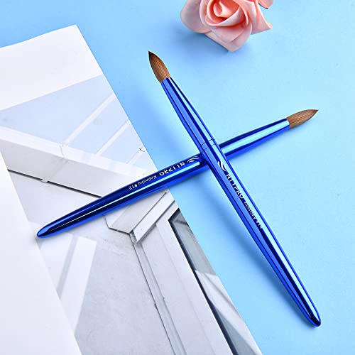 Brocha acrílica para uñas tamaño 14 color azul metálico miniatura 3