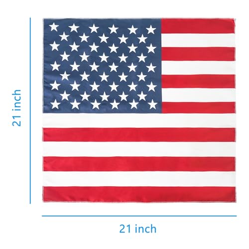 Luwint American Flag Bandana USA Patriotic Headband, Square USA Flag Scarf - Hair Wrapping Neck Head Face Scarves for Men Women, 21”x21”2