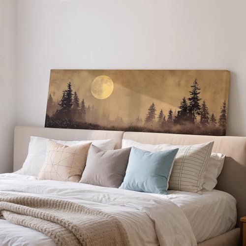 Décoration murale longue et étroite paysage de forêt mystérieuse 135cm