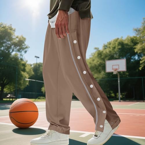 Tear Away Basketball Sweatpants for Men High Split Snap Button Pants Casual Loose Post-Surgery Pants with Pockets2