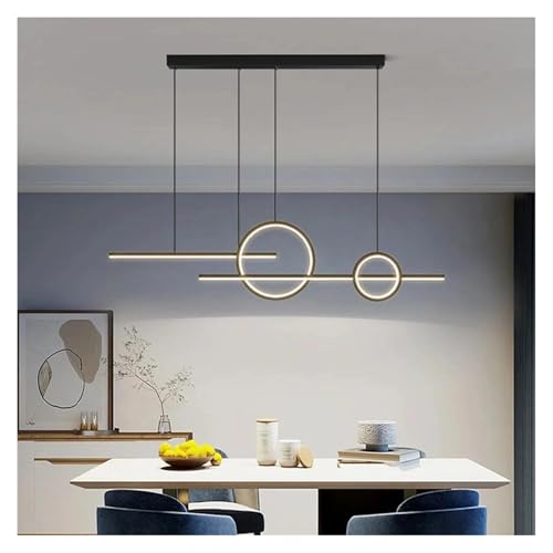 Lampe suspendue pour table à manger et salon design contemporain noir avec lumière variable
