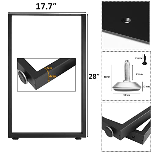 Image of Metal Table Legs Desk Legs, Heavy Duty Square Tube Iron DIY Furniture for Dining Table, Coffee Computer Desk, Workbench, Meeting Room 28 inchH x 17.7 inchW(28 /'', Rectangle 4x2cm), T-01