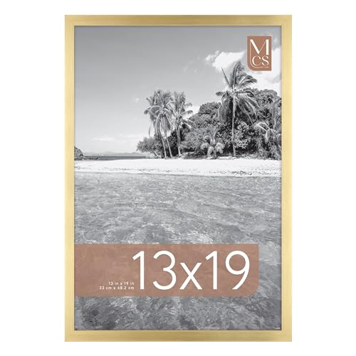 Image of MCS Foundation 13x19 Poster Frame Traditional Brass, Vertical & Horizontal Wall Hanging Large Picture Frame for Photos, Panoramics, Posters & Art Prints (1-Pack)