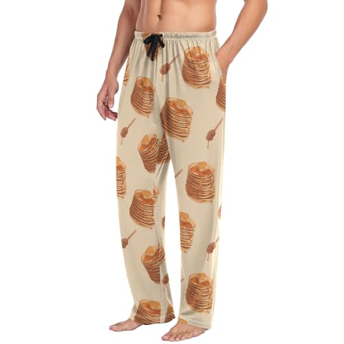 Pancakes Honey Pajama Pants Cute Cake Men's Pajama Bottoms Lounge Sleepwear PJs Casual Lightweight Sleep Pants L4