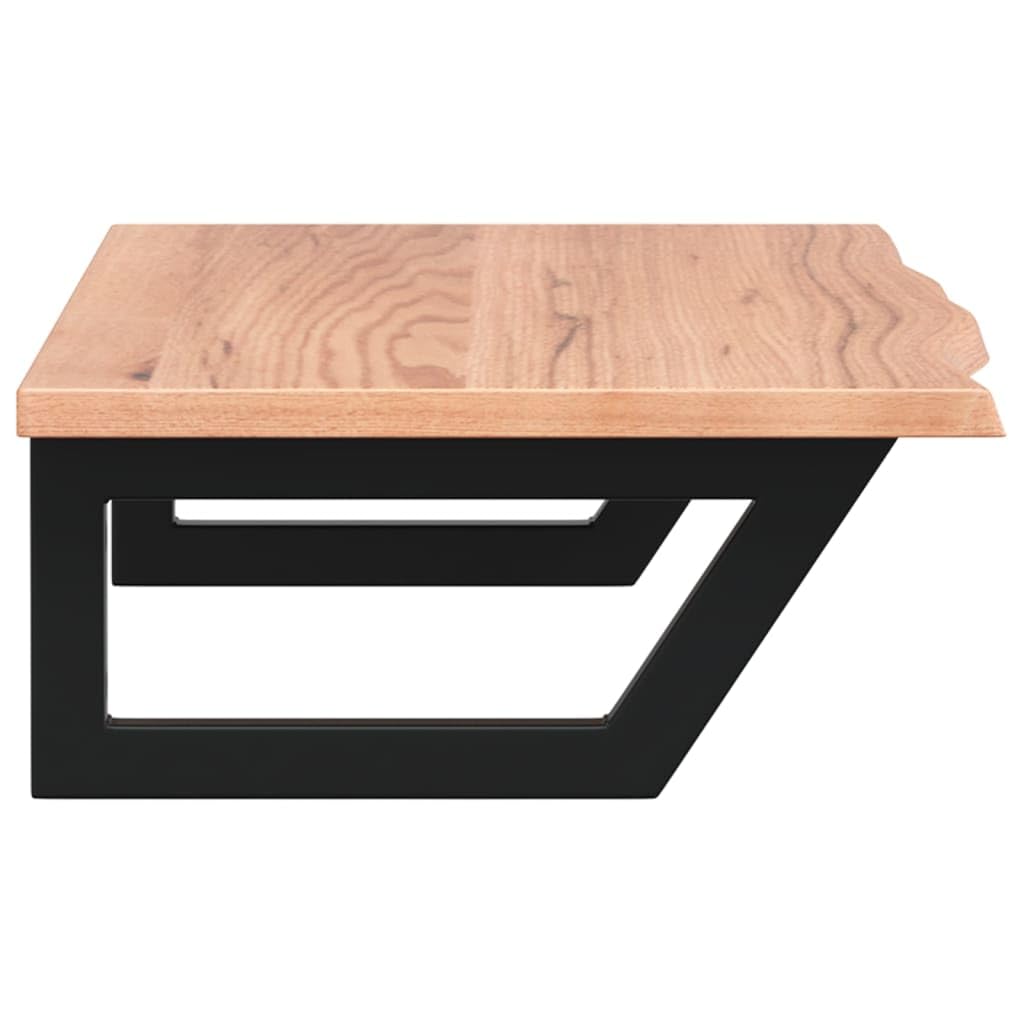 Tapa de tocador con soporte de acero y madera maciza de roble, 100 x 40 cm, montaje en pared para lavabo y mueble de baño, estante para almacenamiento, toalla, cosméticos y almacenamiento