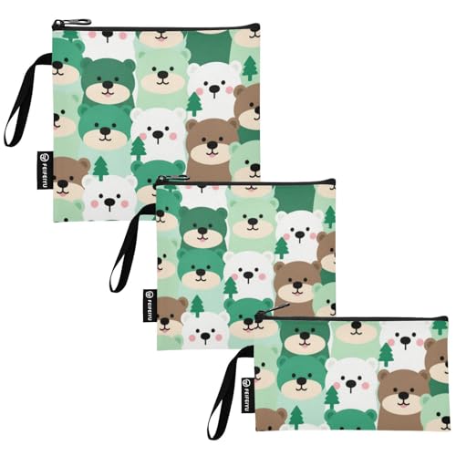 Bolsas Reutilizables para Snacks Verde Cartoon 3 Piezas miniatura 1