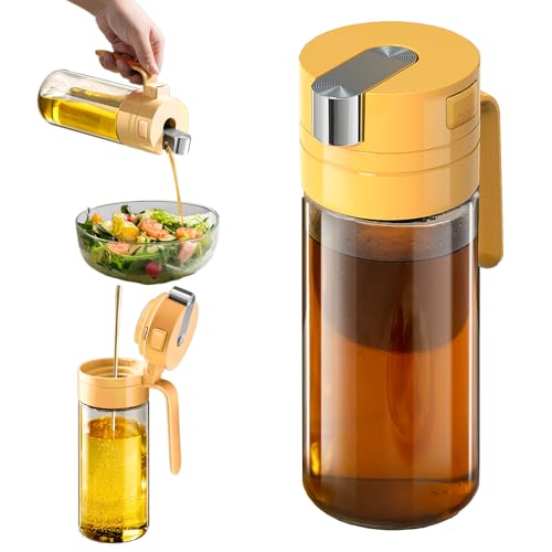 MDZF SWEET HOME 18.6oz Olive Oil Glass Bottle for Kitchen with Button-Press Automatic Open-Close Lid,Perfect for Olive Oil,Salad,Beef Steak