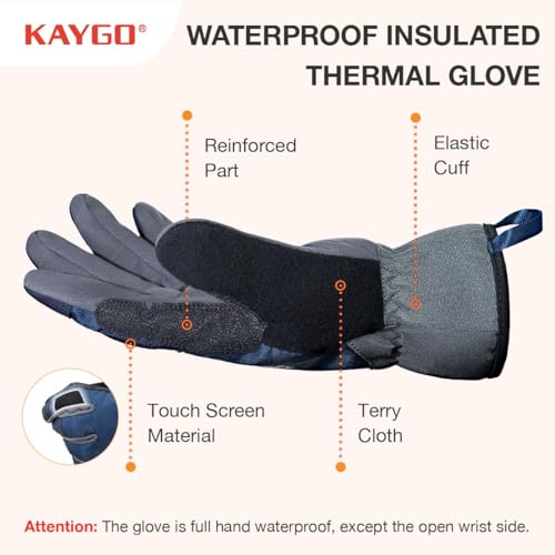 KAYGO Waterproof Thermal Work Gloves for Men Women Insulated Fleece Liner - Image 3