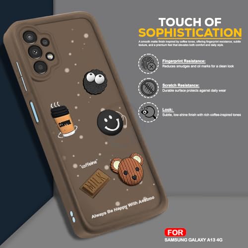 Image of AESTMO Back Case Cover for Samsung Galaxy A13 4G | Cute Fun Cartoon 3D Ball | Coffee Silicone Case | Full Body Protection | Camera Protection Back Cover for Samsung Galaxy A13 4G (Brown)
