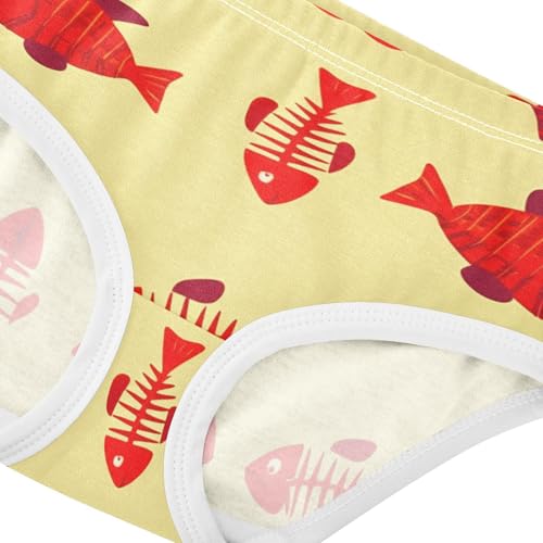 Cotton Girls Underwear Toddler Red Fish Bones Yellow Panties Little Girl Artistic Kids Briefs Undies 2t4