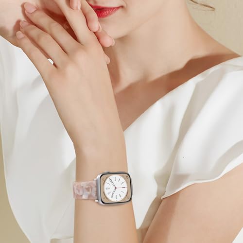 CRIS-BAND Compatible with Resin Apple Watch Bands Series 7/8/9/10/11 46mm 45mm 44mm 42mm for Women,Fancy Strap for iWatch Ultra 3/2 49mm Series 6/5/4/3/2/1/SE3 Slim Light Bracelet Wristband