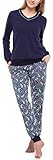 Merry Style Damen Schlafanzug MS10-230 (Marineblau/Tukane, S)