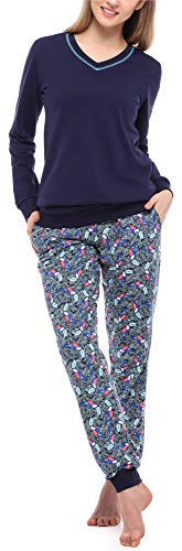 Merry Style Pyjama Ensemble Haut et Bas Vêtement Femme MS10-230 (Navy Bleu/Toucans, S)