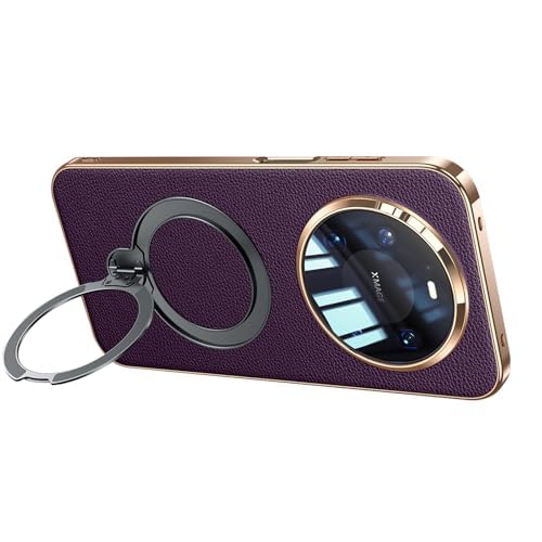 Étui en cuir véritable Huawei Mate 80 Pro violet luxe avec support
