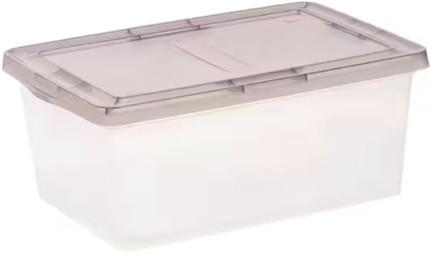 17 Qt. Snap Top Plastic Storage Box, Clear with Gray Lid