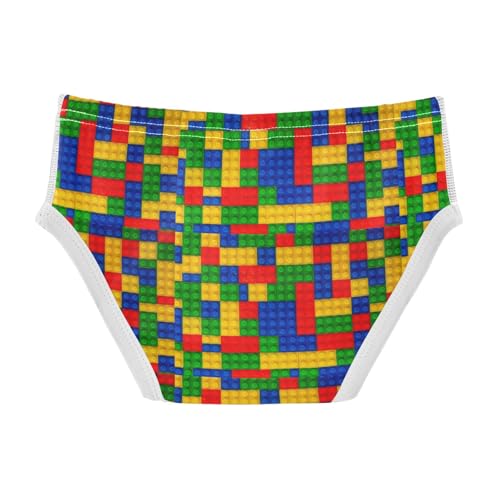 Boys' Exclusive Briefs Toddler Underwear 95% Combed Cotton Boxerbriefs 2T Colorful Building Block Pattern 122