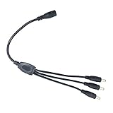 Litever Power Splitter, 3 Way, 1 Female Jack to 3 Male Plugs, 5.5mm x 2.1mm, 1:3, Y Adaptor Copper Cable, for CCTV Camera & LED Strip Lighting Power Supply Connector
