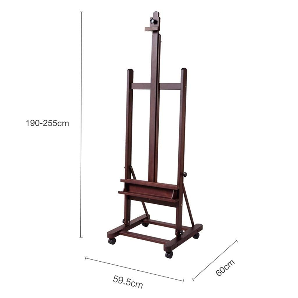 SAeWare Madera maciza, profesional, grueso, grande, con ruedas, 190-370 cm, altura ajustable (negro, 59,5 x 60 x 190 cm)