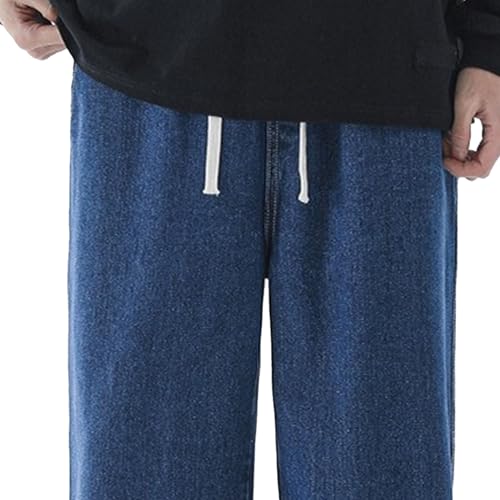 Men's Baggy Sweatpants Hip Hop Loose Fit Streetwear Jeans Casual Cargo Elastic Waist Denim Pants3