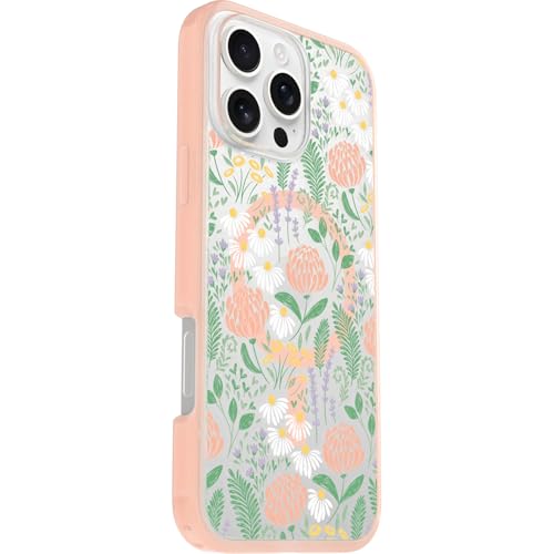 Image of OtterBox iPhone 16 Pro Max Symmetry Series Clear Case - Peachy Bloom Pink - Ultra-Thin, Sleek iPhone Case, Floral iPhone Case