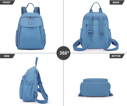 Image of Pealwel Mini Nylon Women Backpacks,Small Ladies backpacks Lightweight Shoulder Satchel Bag Tote Handbag Casual Travel Daypack (Blue(A))