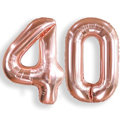 AULE 40 Inch Rose Gold 40 Balloon Number Foil 0-9 Birthday Big Numbers