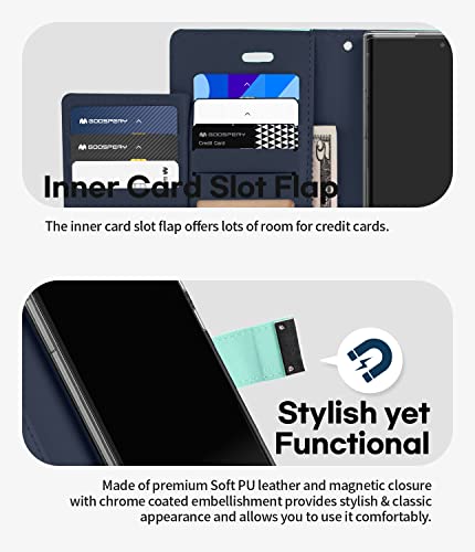 Goospery Rich Wallet Case Designed For Galaxy S22 Ultra, Extra Card Slot Flap Functional & Fashionable Stylish Pu Leather Flip Card Holder Phone Cover - Mint #TOP2