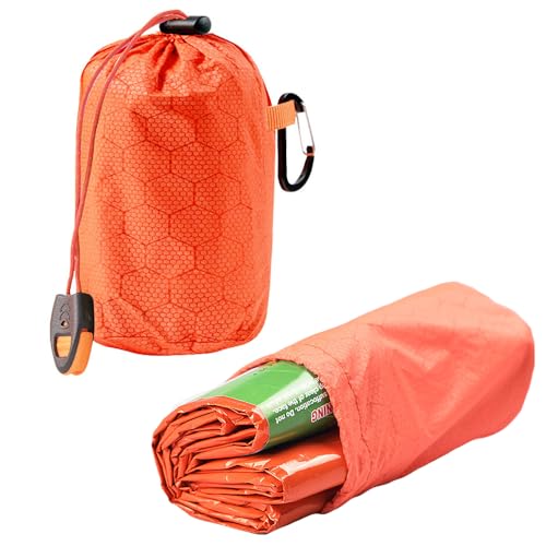 Bolsa de Almacenamiento para Bolsas de Dormir de Emergencia con Cordón, Clip Mosquetón y Organizador para Bolsas Bivvy Térmicas de Mylar para Supervivencia y Camping miniatura 3