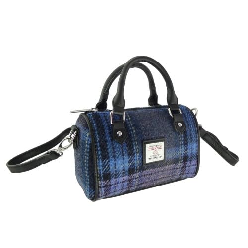 Mini sac fourre-tout bowling Glen Appin Harris Tweed bleu violet taille S