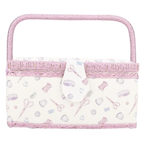 Panier à couture en tissu vintage pour le rangement des fils et aiguilles