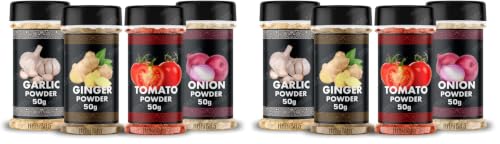 Image of HARIBAS Combo Dry Onion Powder, Garlic Powder, Ginger Powder (Adrak /Sunth) and Tomato Powder 50gm Each | For Cooking & Baking | Gluten Free Seasoning (Pack of 2)