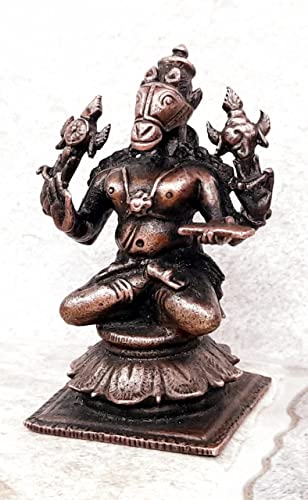 Image of Copper Idols India, 2.9 inches, Handmade Lord Hayagriva, 250 Grams, Patina Antique Finish, Pack of 1 Piece