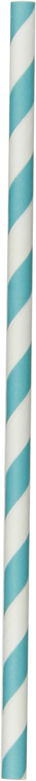 Aardvark 61520012 Paper Drinking Straw, 7/32" Diameter x 7-3/4" Length, Aqua Blue Stripe (8 Boxes of 600)