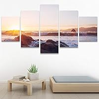 SIGNWIN 5 Panel Canvas Wall Art Multicolor Nature Neon Photography Trees Tropical for Home Decorations Ready to Hang - 60