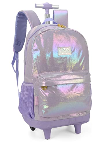 Kit Mochila Rodinha Feminina Barbie Brilho Metalizado 51627 (LILAS)