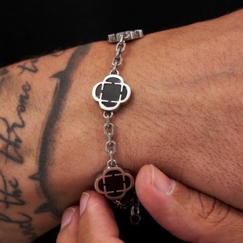 Pulsera de Oro 18K y Acero Inoxidable Negro Onyx Clover miniatura 3