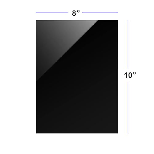 Miniatura 3 de Hoja de acrílico negro de 10 x 8 pulgadas, panel de plexiglás opaco de 0.118 in de grosor para fotografía, manualidades, letreros, vitrinas