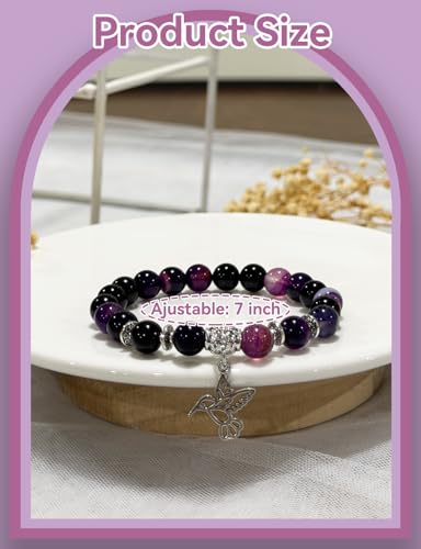 Hummingbird Gifts for Women, Motivational Gifts for Mom, Mothers Day Hummingbird Bracelet, Strength Bracelets for Women, Gifts for Her, Anxiety Bracelet, Stretch Natural Stone Beaded Bracelets2