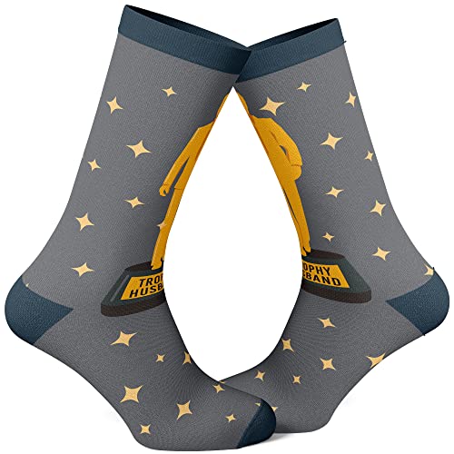 Crazy Dog T-Shirts Men's Trophy Husband Socks Funny Best Hubby Award Sparkling Gold Footwear Funny...