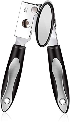 Can Opener, Stainless Steel Manual Can Opener with Smooth Edge-Ultra Sharp Cutting Tools, Ergonomic Designed Comfort Grips