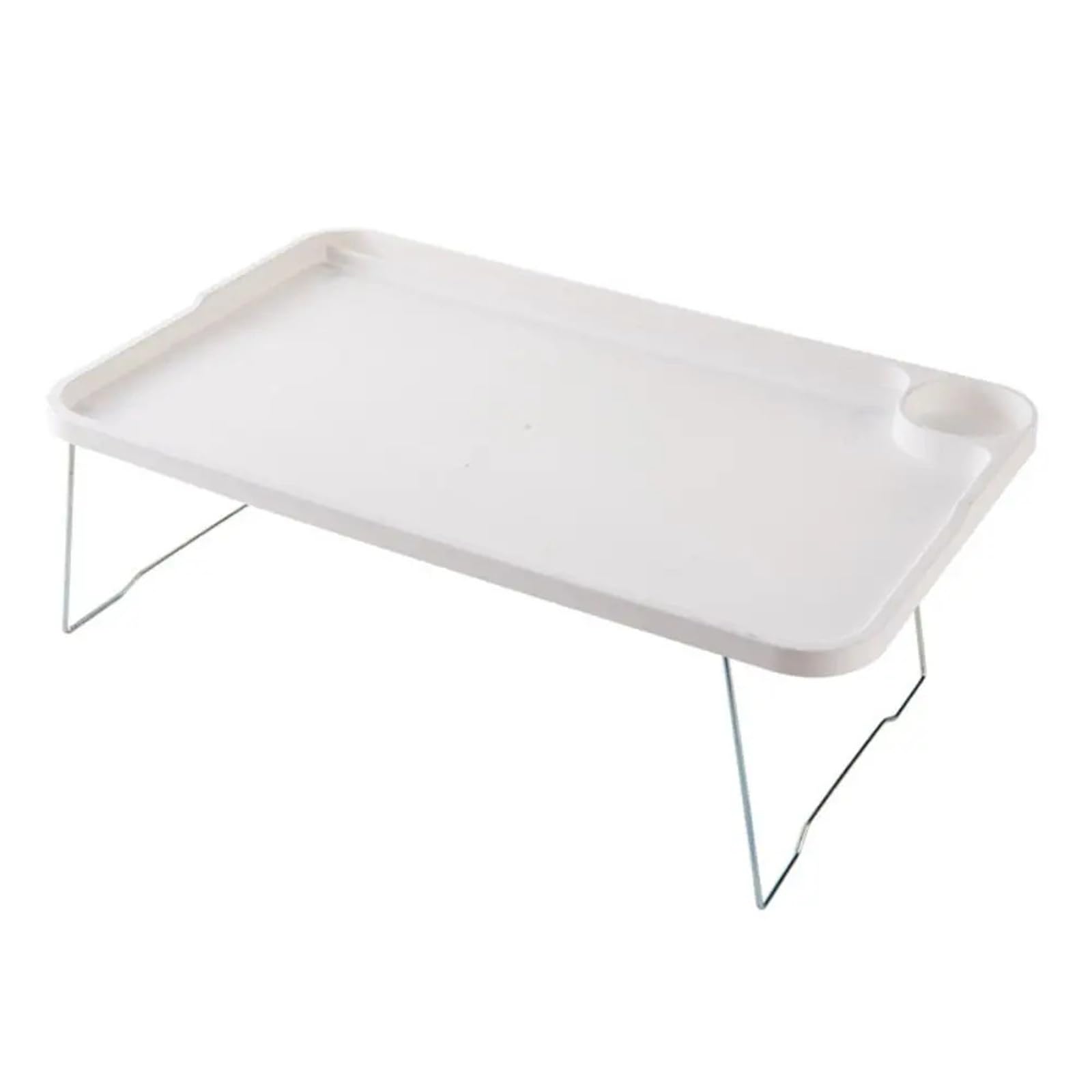 Tavolino pieghevole per colazione e computer portatile, con portabicchieri, multifunzione, bianco, per casa e ufficio, per lavoro e tempo libero