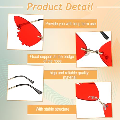 16 Pcs Irregular Rimless Sunglasses Rectangle Star Cloud Flame Butterfly Shaped Heart Sunglasses Frameless Disco Glasses Party Favors Photo Props for Women Men Costume Unisex3