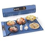 Warming Mat for Food, Electric Warming Tray with 6 Temp Setting, 5H Timer, Safety Lock, Heating Fastly in 10s, Portable Food Warmers Mat for Parties Buffet,Travel & Home Daily Use