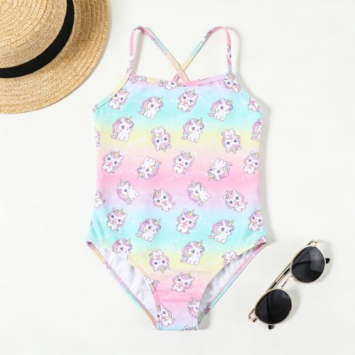 Image of Girls One Piece Swimsuit, Quick Dry Cute Bathing Suit for Kids, Comfortable Swimwear for Beach for 5-12 Years