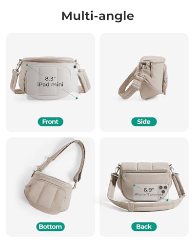 Image of BAGSMART Crossbody Bags for Women, Puffer Cute Bum Bag with Pouch, Quilted Hobo Bag for Daily Travel College