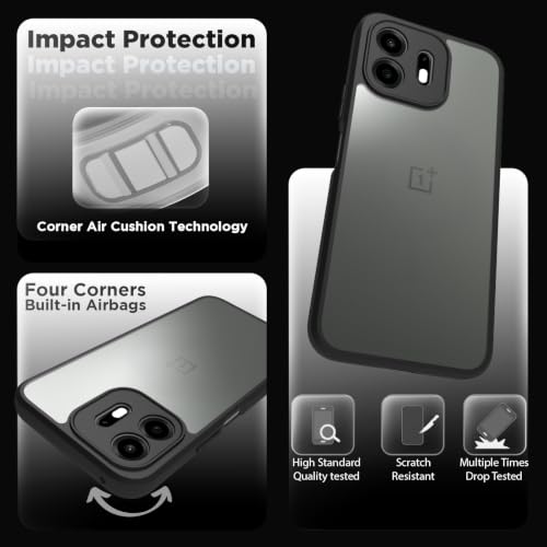 Image of RIGGEAR Shockproof Sleek Hybrid Armor Back Cover Case for OnePlus N6 5G (Clear PC + Black TPU Bumper)