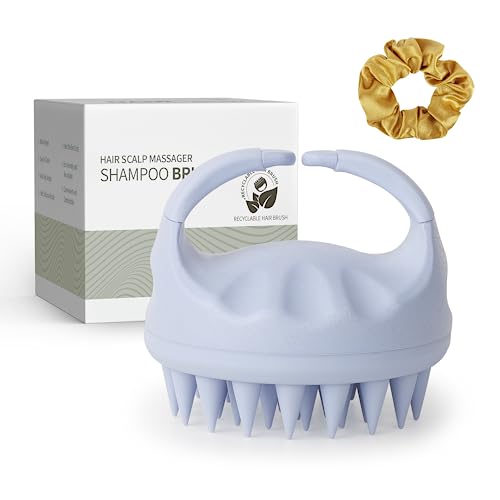 Image of Sndyi Scalp Massager Shampoo Brush, Scalp Scrubber with Soft Silicone Bristles, Scalp Exfoliator for Dandruff Removal, Scalp Massager for Hair Growth, Wet Dry Hair Brush for Scalp Care, Sky Blue