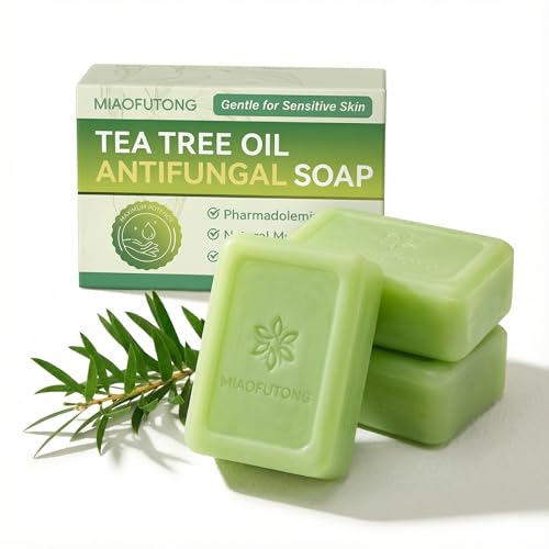 Tea Tree Soap 3x 100G- Natural Soap for Sensitive Skin, Body, Hair & Shaving - with Tea Tree Oil, Fragrance-Light, Rinse Clean