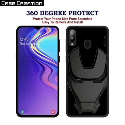 Image of COVERLY Official 3D Touch Feel Trending Real Hero Avenger Logo Mask Soft Rugged Grip Iron Man Super Power Cartoon Movie Silicone Matte Strong Back Cover for Samsung Galaxy M20 (2019) - Black